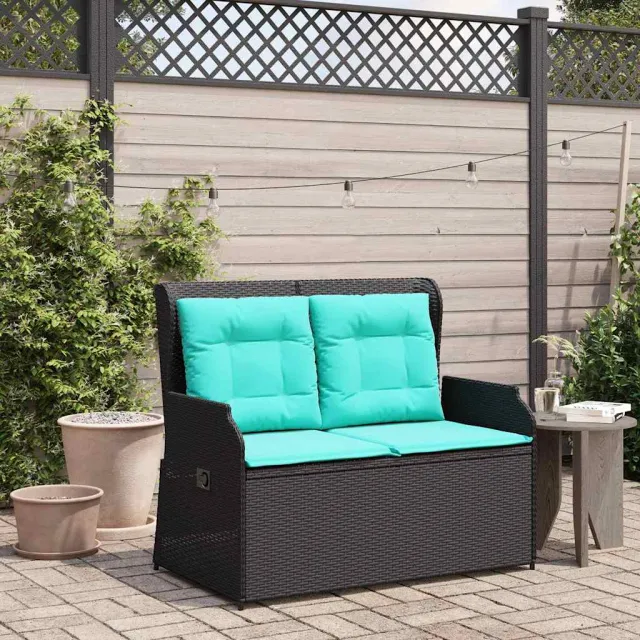 vidaXL Tuinbank Zwart poly rattan, foto 2