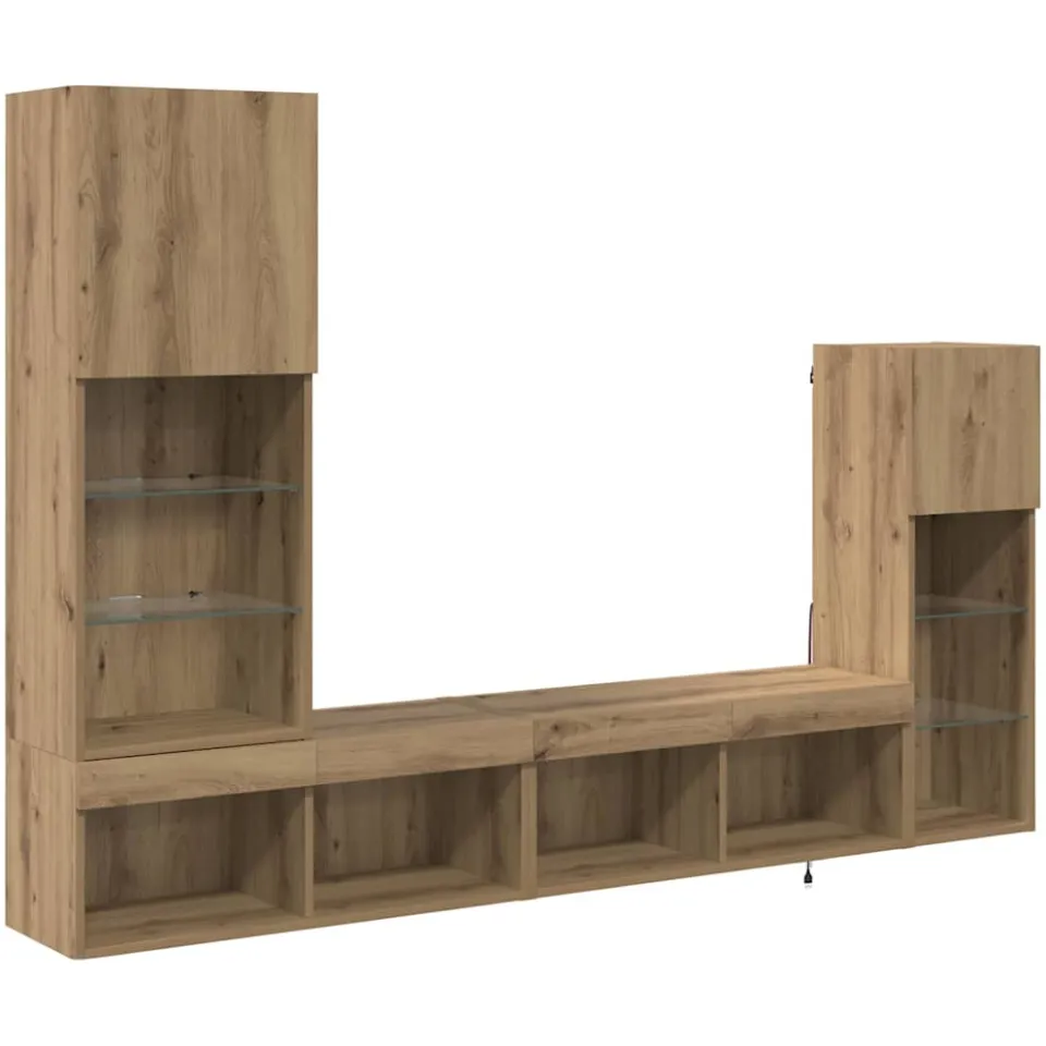 vidaXL TV Wandmeubels 4 st Artisan Eiken Bewerkt hout Bruin