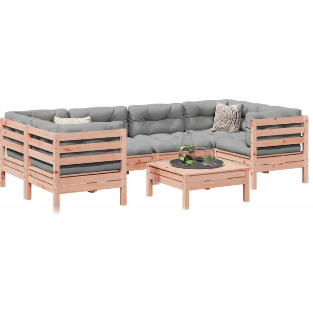 vidaXL 7-delige Loungeset met kussens massief douglas vurenhout Bruin