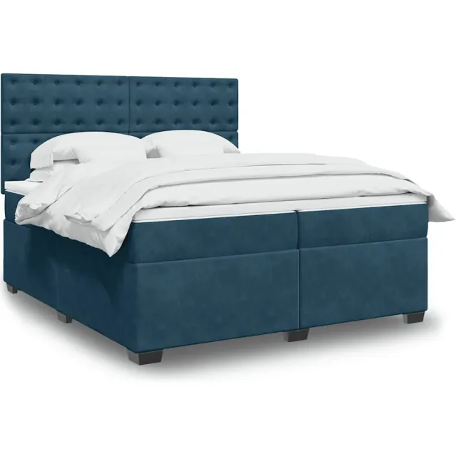 vidaXL Boxspring met matras fluweel blauw 200x200 cm