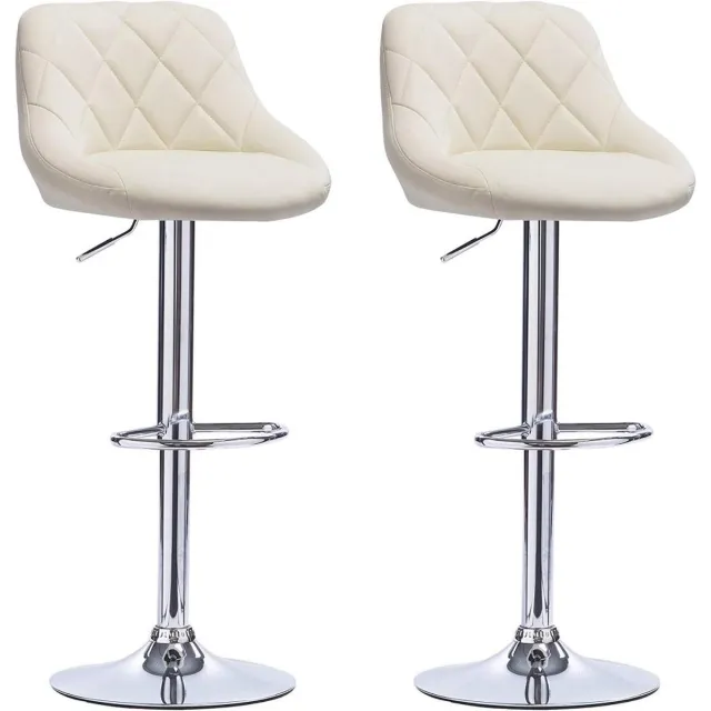 Dripio Designer Barkruk Maksime - Met rugleuning - Stevig - Ergonomische barstoel - Zithoogte 60 - 82cm - Creme - Set van 2 - Keuken en bar - In hoogte verstelbaar