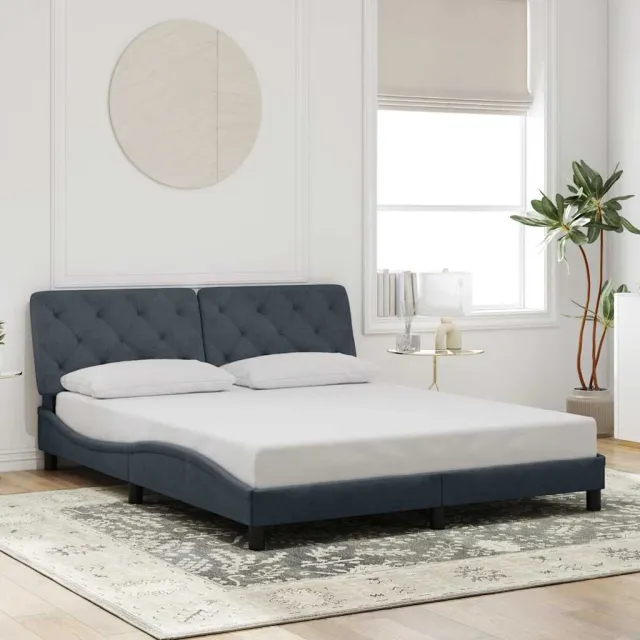 vidaXL Bedframe zonder matras 160x200 cm fluweel donkergrijs grijs