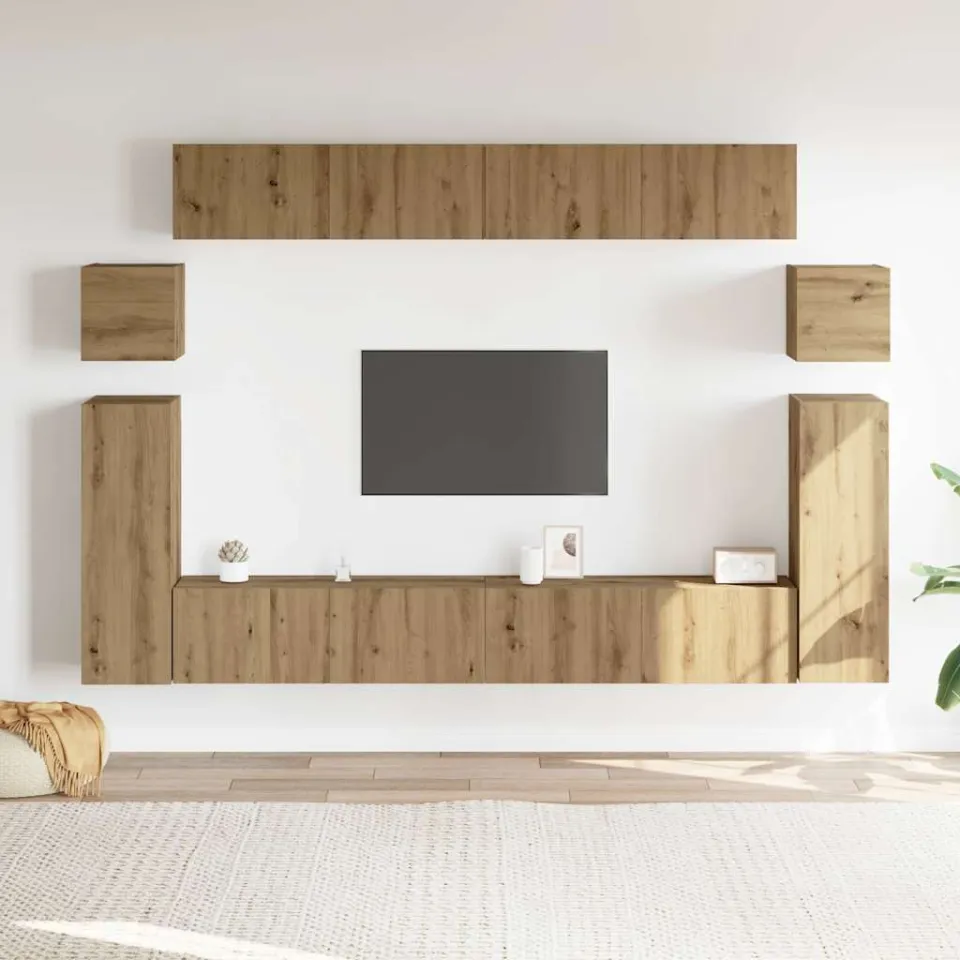 vidaXL 8-delig Tv-meubelset wandmontage bewerkt hout artisanaal eiken, foto 2