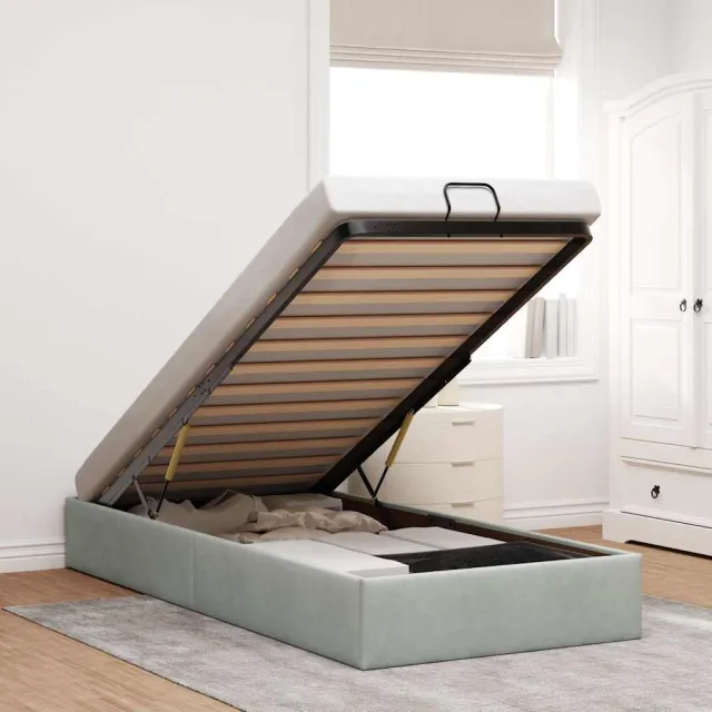 vidaXL Bedframe zonder matras 90x190 cm fluweel lichtgrijs grijs