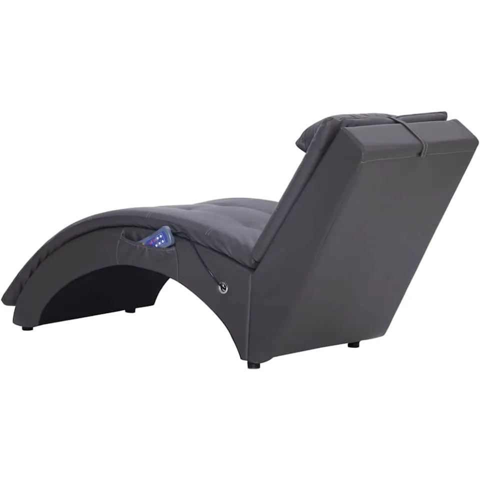 vidaXL Massage chaise longue met kussen kunstleer grijs, foto 4