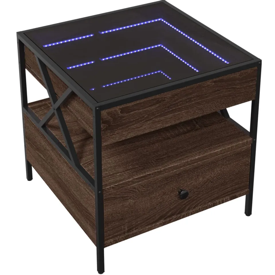 vidaXL Salontafel met Infinity LED 50x50x51 cm bruin eikenkleurig