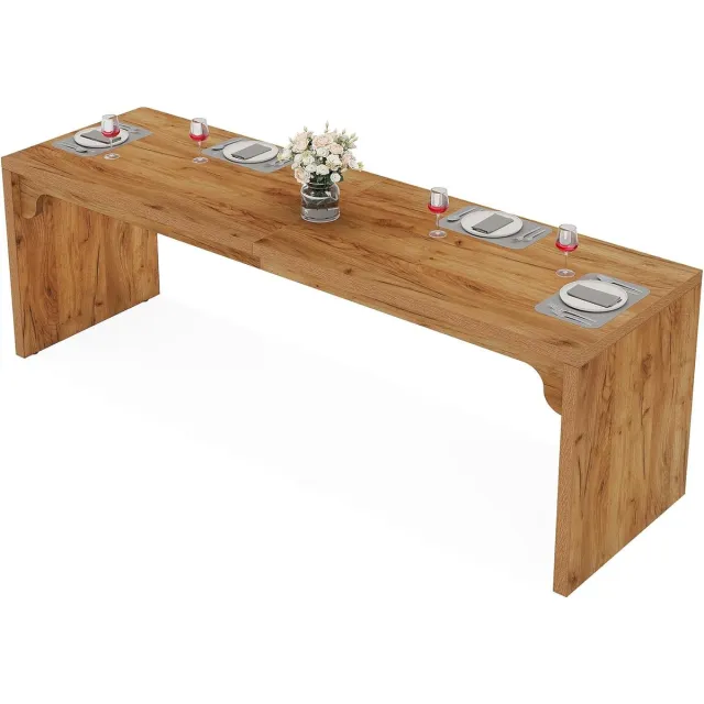 Tribesigns Eettafel - Keukentafel - 180 x 59 x 75 cm - Eetkamertafel Voor 6-8 Personen - met Stevige Basis - Industrieel Design - Bruin