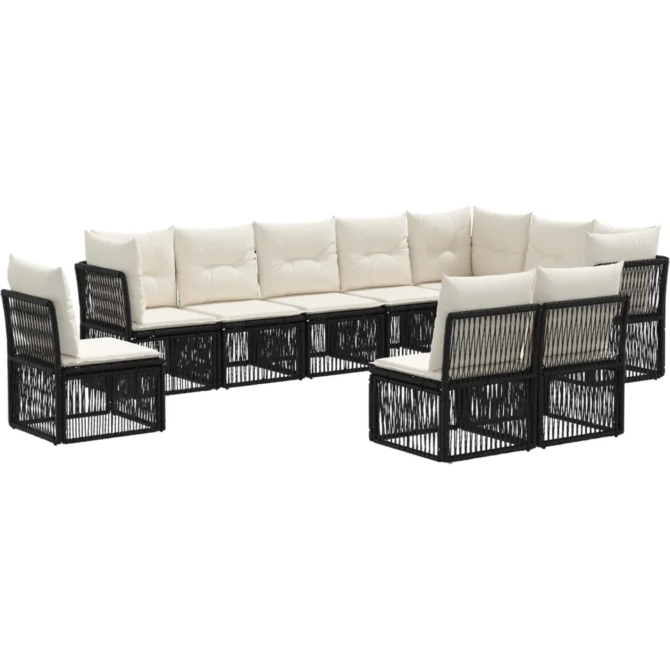vidaXL Tuinbankenset 10 st 10-zits Zwart poly rattan, foto 3