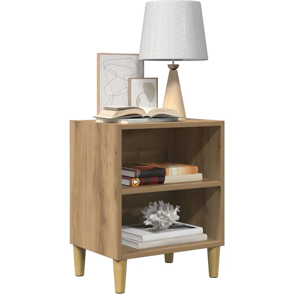 vidaXL Nachtkastjes 2 st 40x30x50cm bewerkt hout artisanaal eikenkleur Bruin