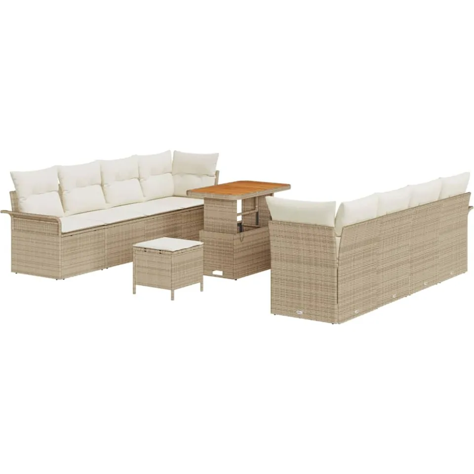 vidaXL Tuinbankenset 11 st Beige poly rattan