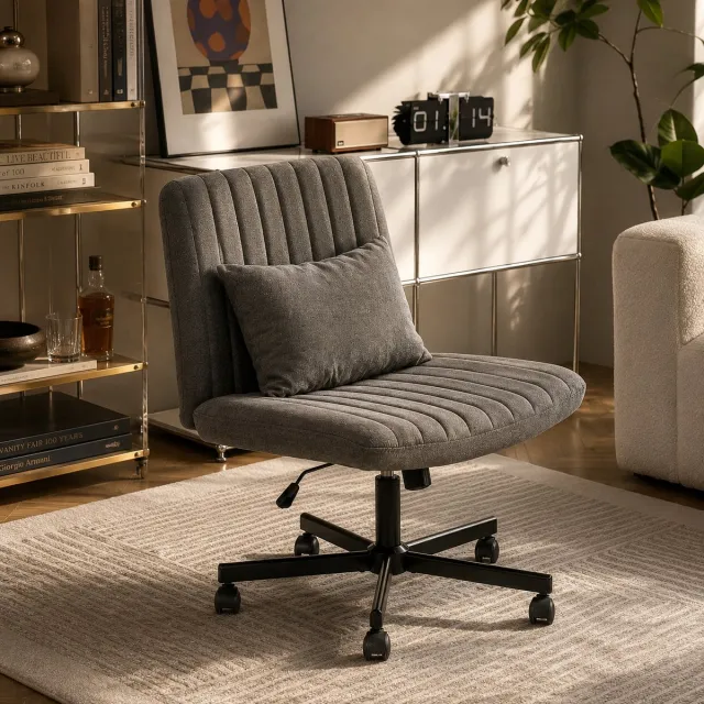 Welltin Bureaustoel - bureaustoelen voor volwassenen - Ergonomische bureaustoel - 360 graden draaibaar - bureaustoel wieltjes - Verstelbare rugleuning - Elastisch zitkussen - Grijs