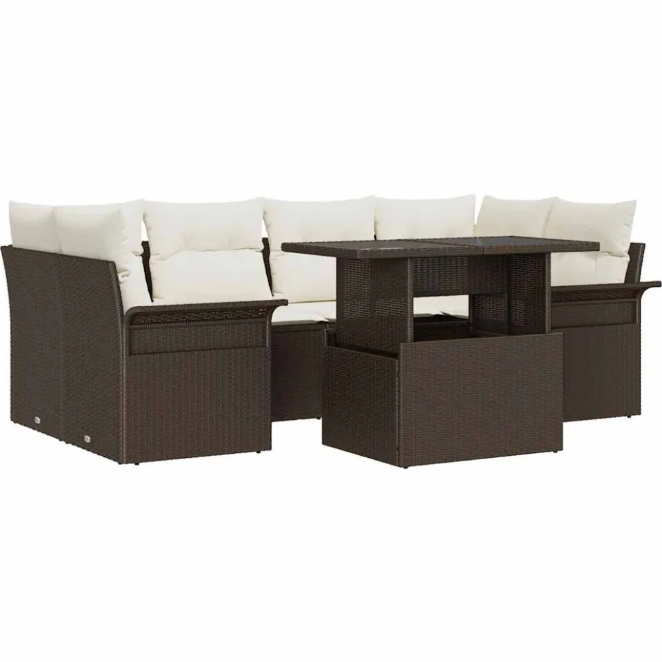vidaXL Tuin Sofa Set 7 st Bruin poly rattan