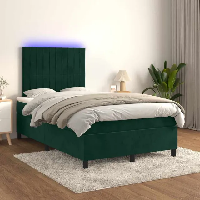 vidaXL Boxspring met matras en LED fluweel donkergroen 120x200 cm groen
