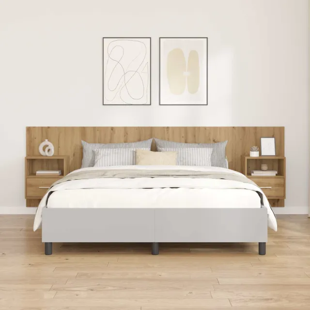 vidaXL Hoofdbord Met Kast 3 st Artisan Eiken Bewerkt hout Bruin