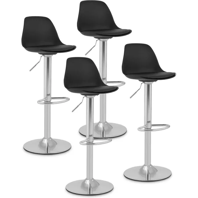 Fromm & Starck Barkrukken - set van 4 - met rugleuning - onderstel van verchroomd staal - zwart - Fromm & Starck