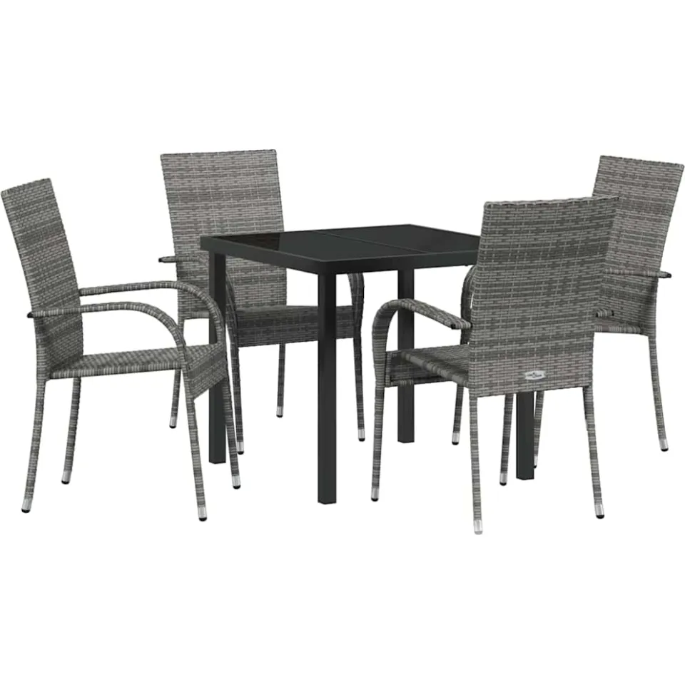 vidaXL Tuin eettafelset 5 st Grijs Gepoedercoat staal