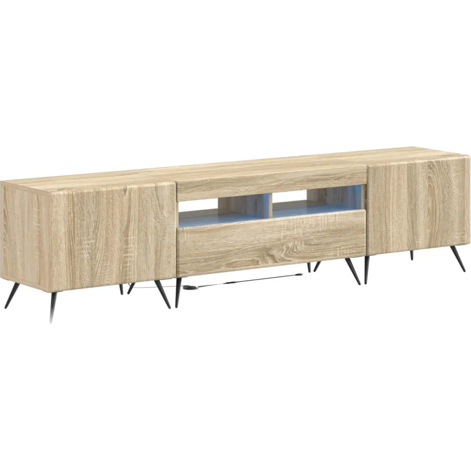 vidaXL LED tv-meubel BREDA 3 st Sonoma Eiken Bewerkt hout Bruin