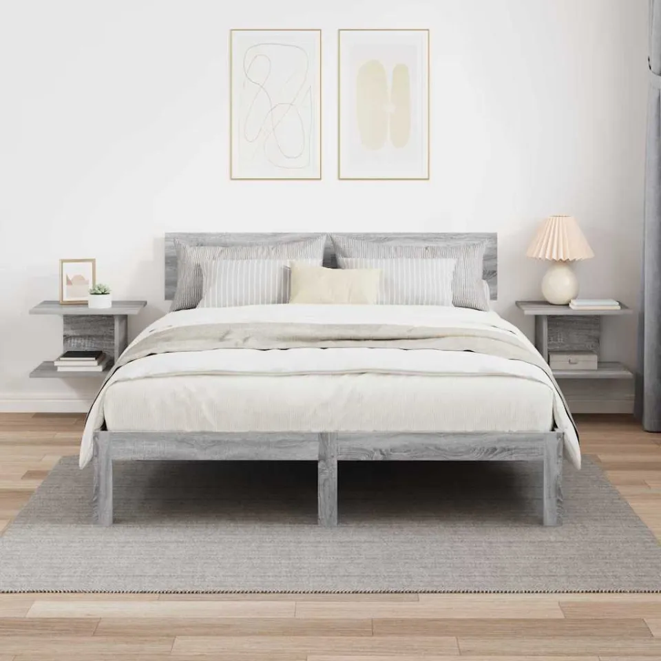 vidaXL Nachtkastje 2 st Grijs Sonoma 40 x 30 x 25 cm Bewerkt hout, foto 4