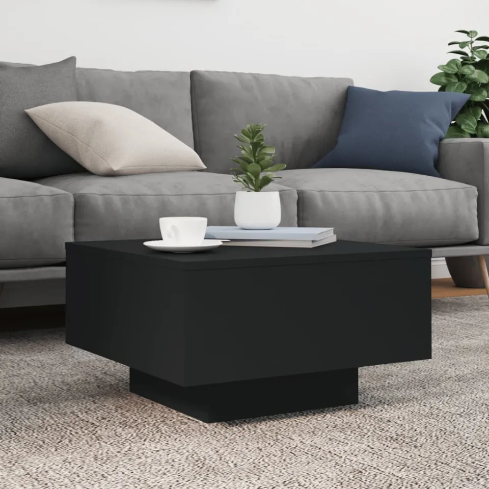 vidaXL Salontafel met LED-verlichting 55x55x31 cm zwart, foto 4