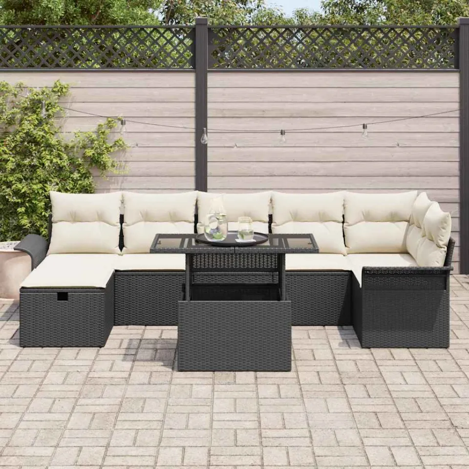 vidaXL Tuin Sofa Set 8 st Zwart poly rattan