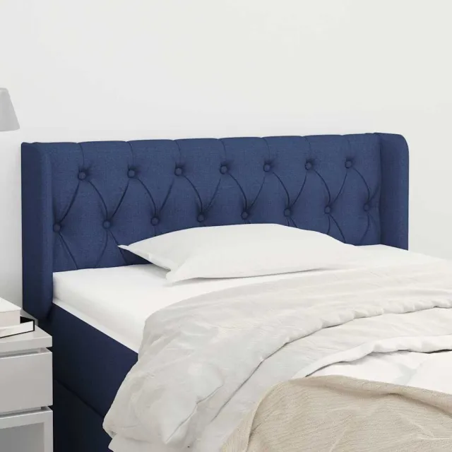 vidaXL Hoofdbord met randen 93x16x78/88 cm stof blauw
