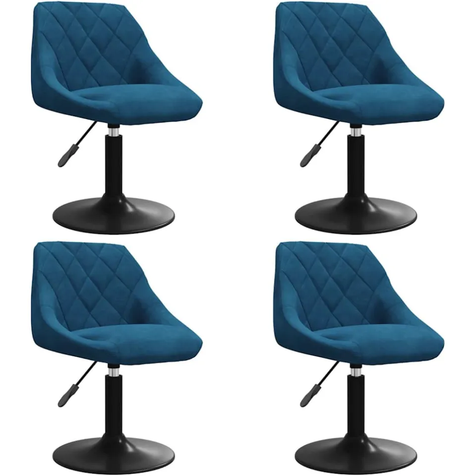vidaXL Eetkamerstoelen draaibaar 4 st fluweel blauw, foto 3
