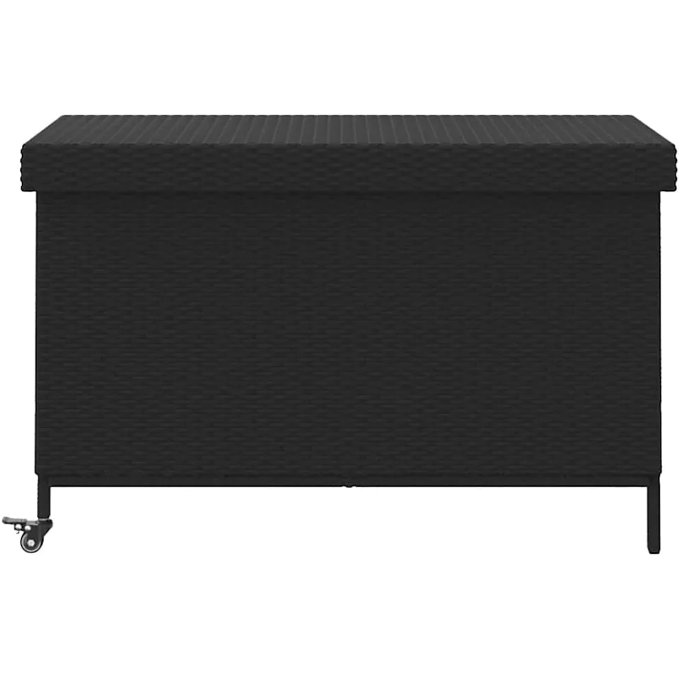 vidaXL Tuinbox met wielen 110x55x73 cm poly rattan zwart, foto 4