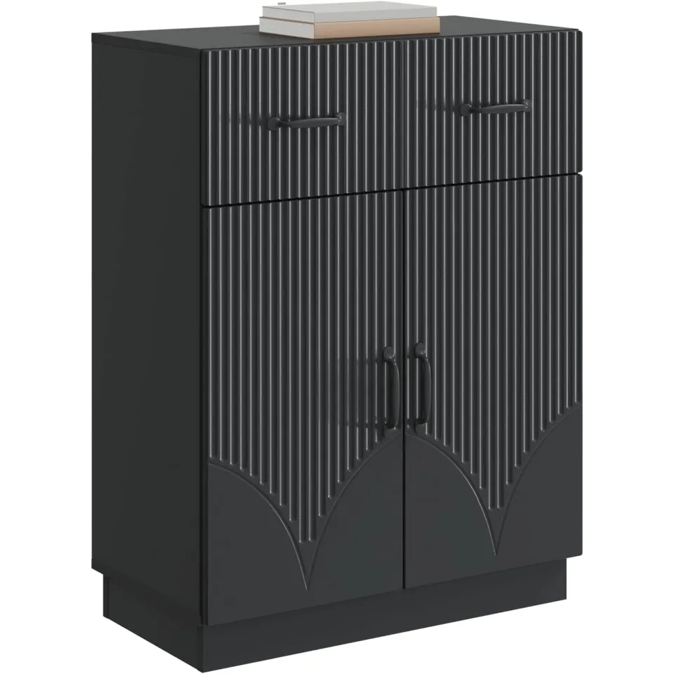 vidaXL Dressoir met lade Zwart 66 x 34,5 x 87 cm Bewerkt hout