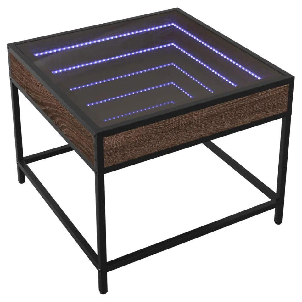 vidaXL Salontafel met Infinity LED 50x50x41 cm bruin eikenkleurig, foto 4