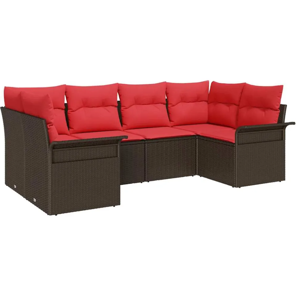 vidaXL Tuin Sofa Set 6 st Bruin poly rattan