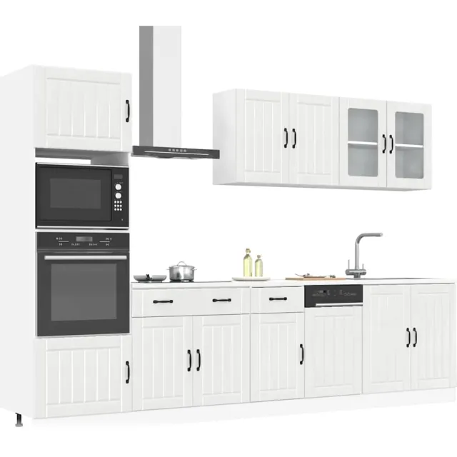 vidaXL 7-delige Keukenkastenset Lucca bewerkt hout glanzend wit