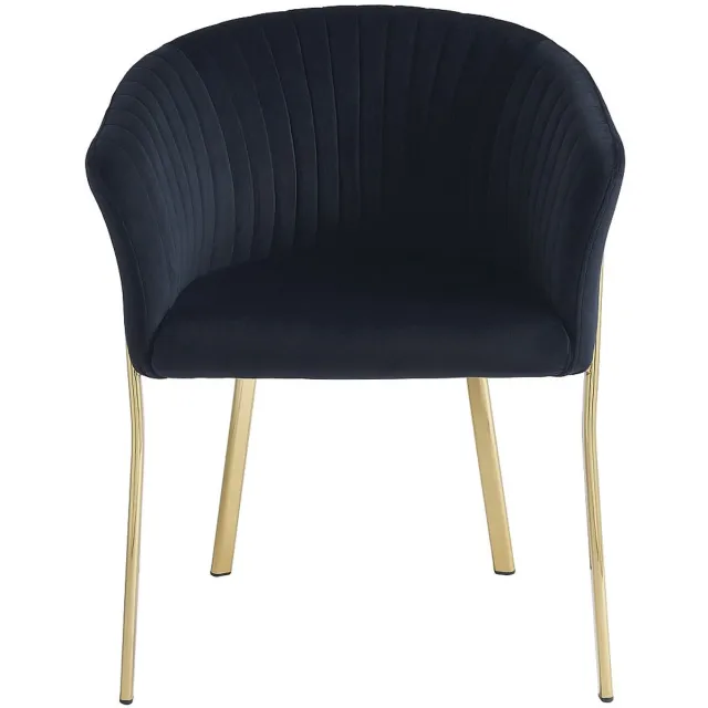 Vente-unique Set van 2 stoelen met armleuningen van fluweel en goudkleurig metaal - Zwart - ZAOVA