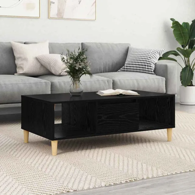 vidaXL Salontafel Zwart Eiken 102 x 55 x 35 cm Bewerkt hout, foto 2