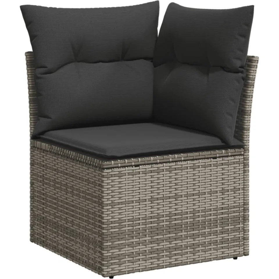 vidaXL 10-delige Loungeset met kussens poly rattan grijs