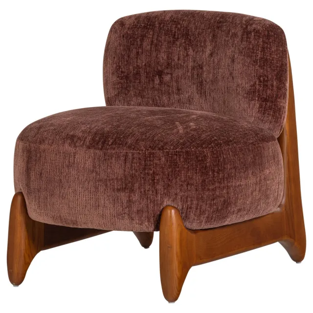 WOOOD Runi Fauteuil - Hout/Velvet - Paars/Bruin - 69x64x72 purple/brown