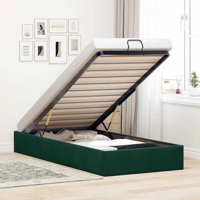 vidaXL Bedframe zonder matras 90x200 cm fluweel donkergroen groen