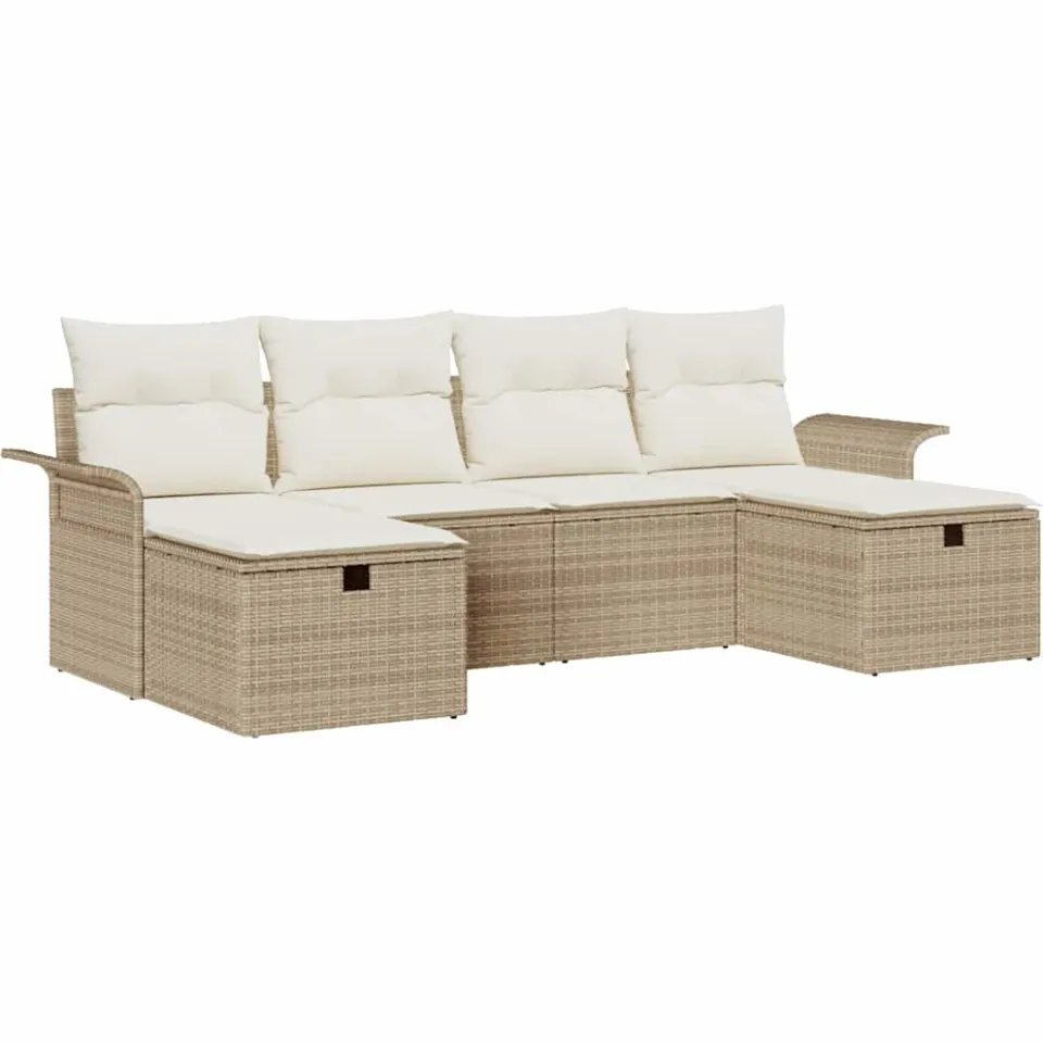 vidaXL Tuin Sofa Set 6 st Poly riet Zwart
