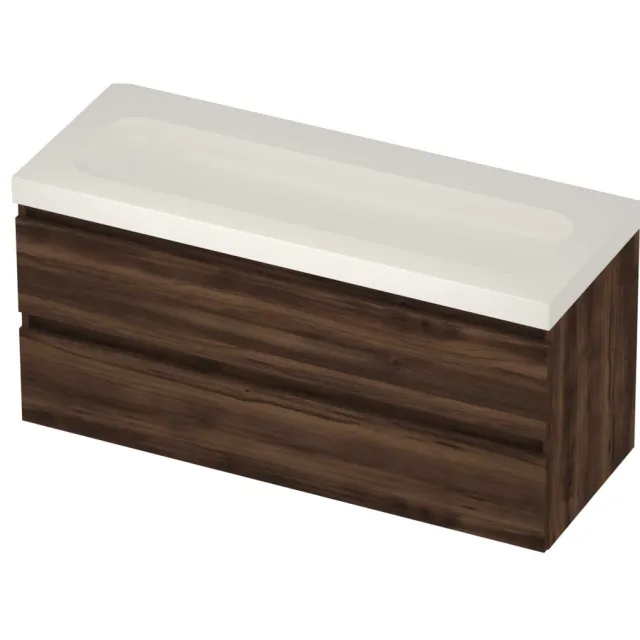 Basic-Line Moby 46 Badmeubelset Polystone 120x46x58 cm M46GWEBA1200 Barista Oak Glans Wit