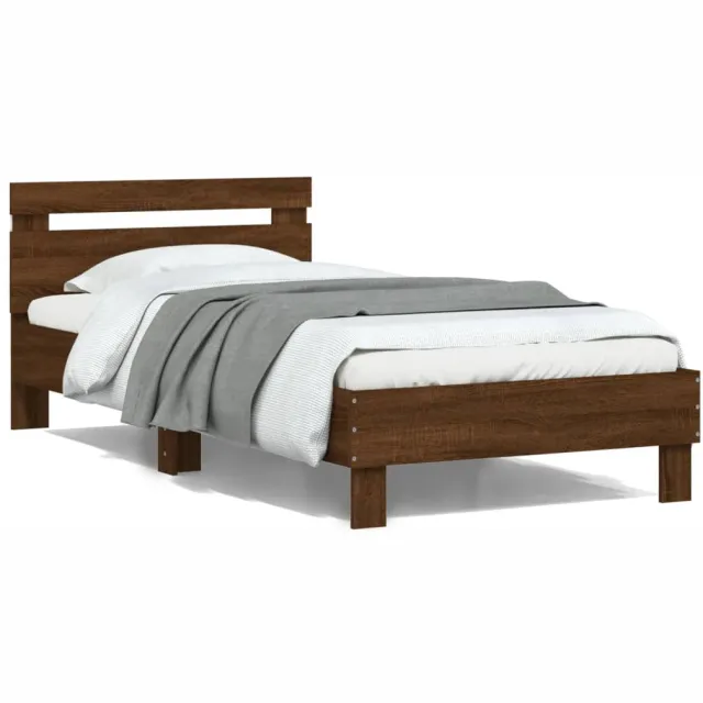 vidaXL Bedframe met hoofdbord en LED bruin eikenkleur 100x200 cm