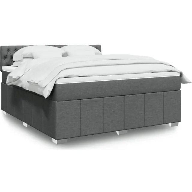 vidaXL Boxspring met matras stof donkergrijs 180x200 cm grijs