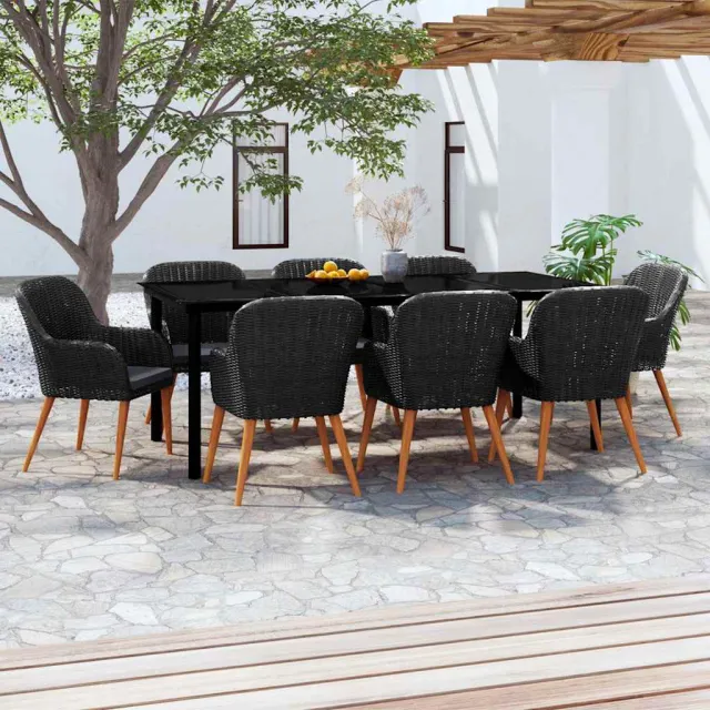vidaXL 9-delige Tuinset met kussens zwart, foto 2