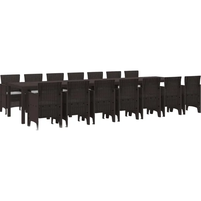 vidaXL Tuin Eettafelset met kussens 15 st Bruin PP, foto 2