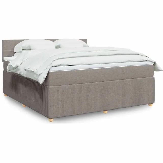 vidaXL Boxspring met matras stof taupe 180x200 cm