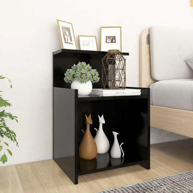 vidaXL Nachtkastjes 2 st 40x35x60 cm bewerkt hout zwart, foto 2