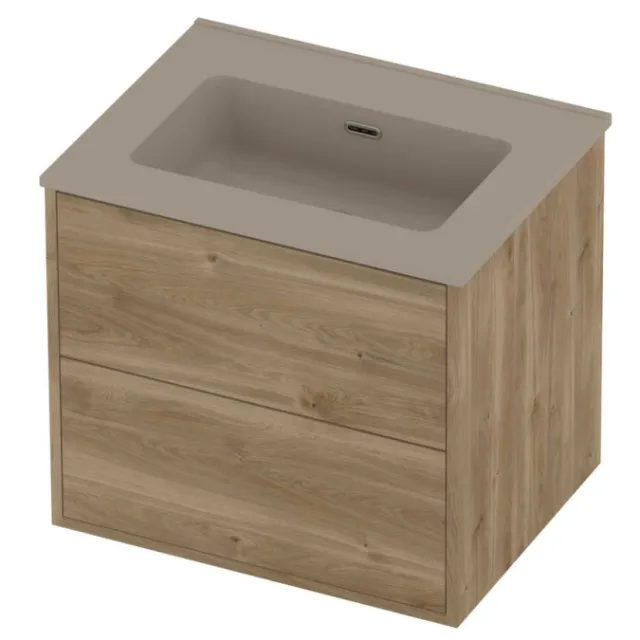 Proline Tribute Badmeubelset Porselein Elegant 2 Laden 60x46x54 cm Mat Crème Cotton Cider Oak Eiken