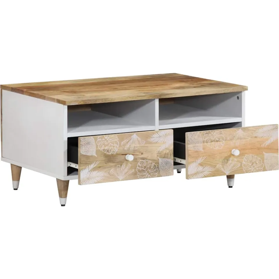vidaXL Salontafel 80x54x40 cm massief mangohout bruin, foto 3
