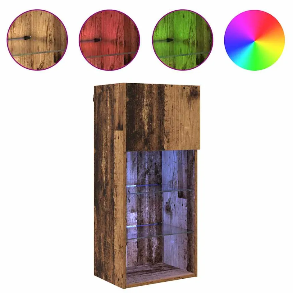 vidaXL Wandgemonteerde TV-kasten 2 st Oudhout Bewerkt hout bruin, foto 4