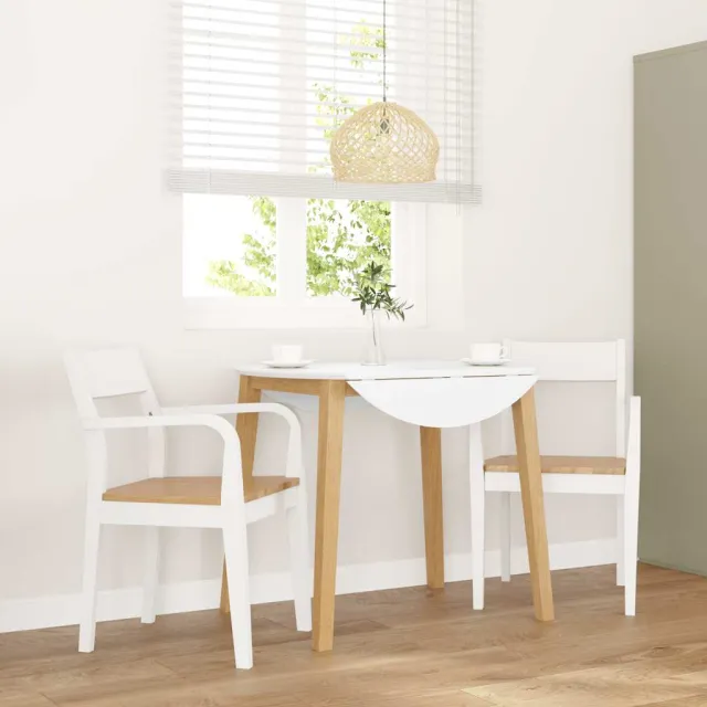 vidaXL Eetkamerstoelen 2 st massief hout rubber wit, foto 2