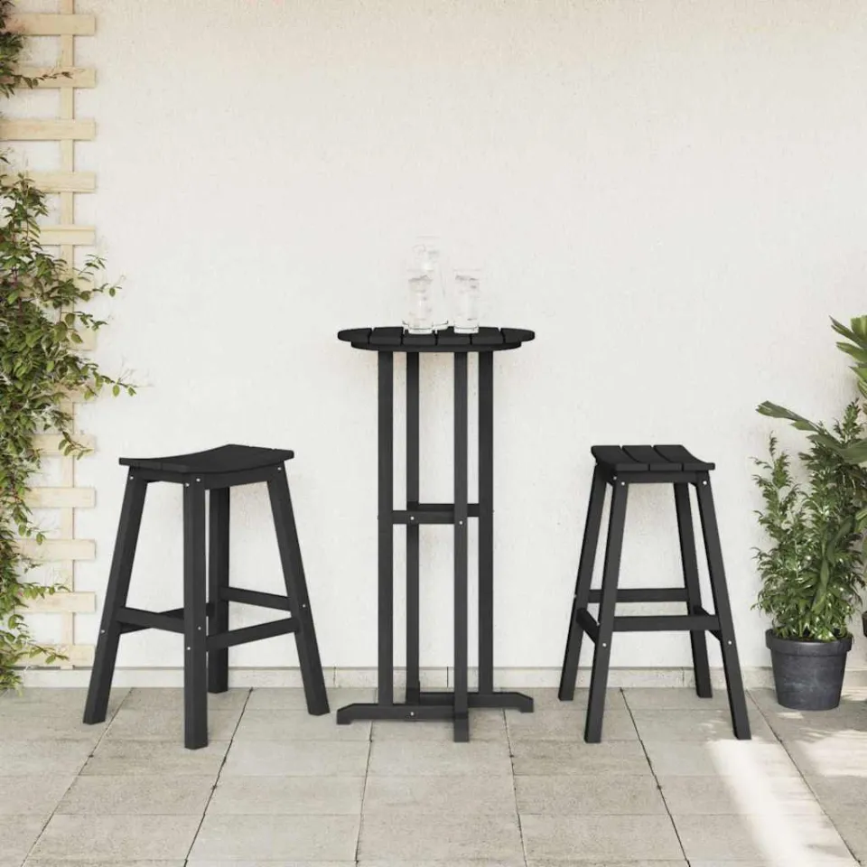 vidaXL Tuin Bar Set 3 st Zwart HDPE, foto 4