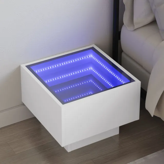vidaXL Nachtkastje met Infinity LED 40x40x30 cm wit, foto 2